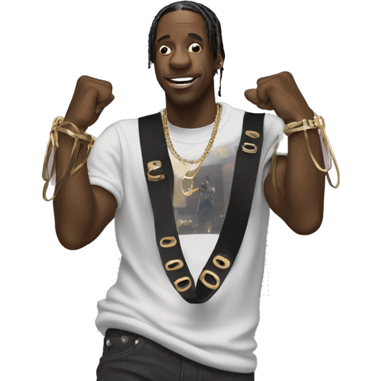 Travis Scott holding bands while dancing emoji