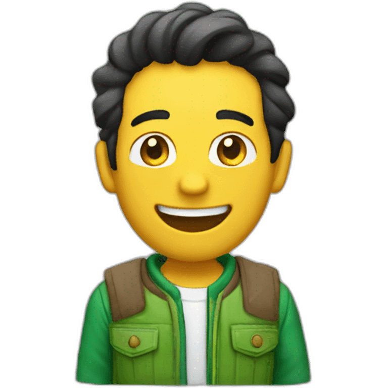 Chico con chaqueta verde sonriendo  emoji