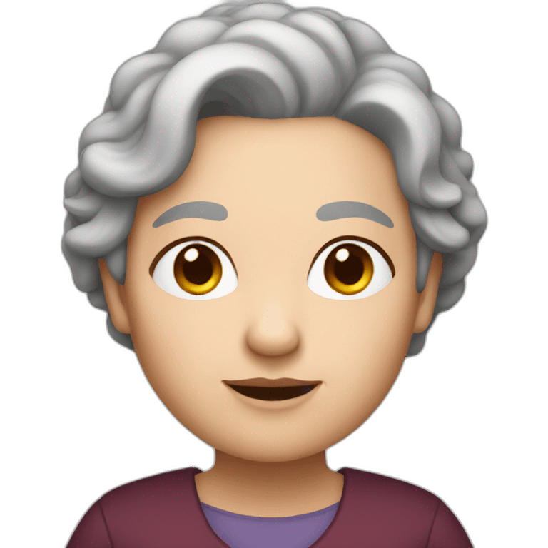 A grandmother with white skin, round face and dark red hair emoji