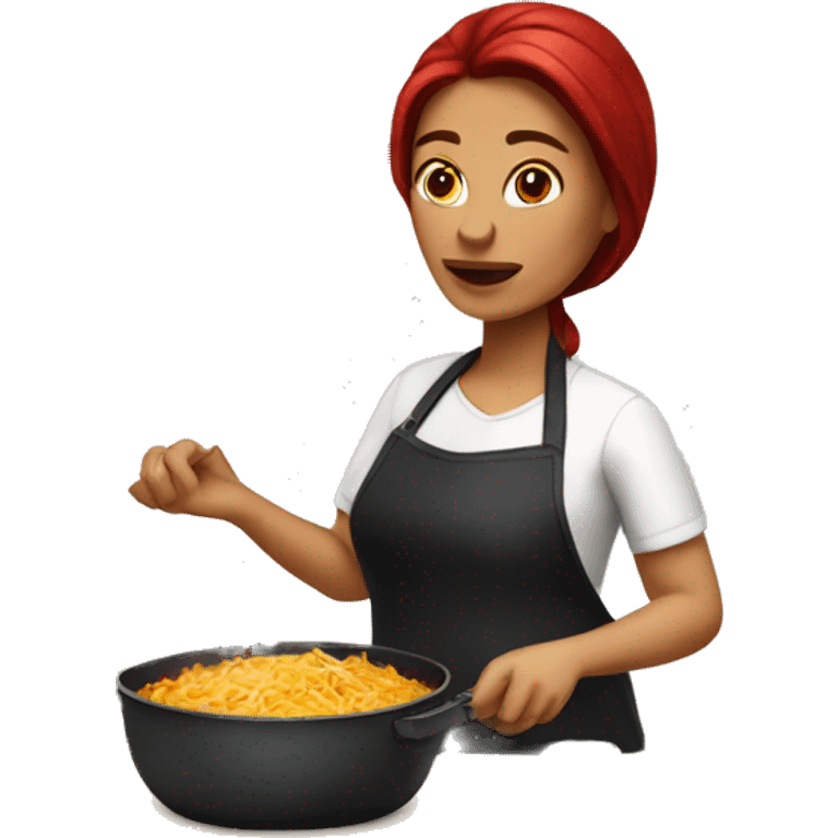 Dark Red Hair Mexican woman cooking emoji