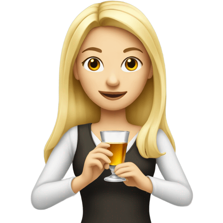 Blonde girl with a shot glass emoji