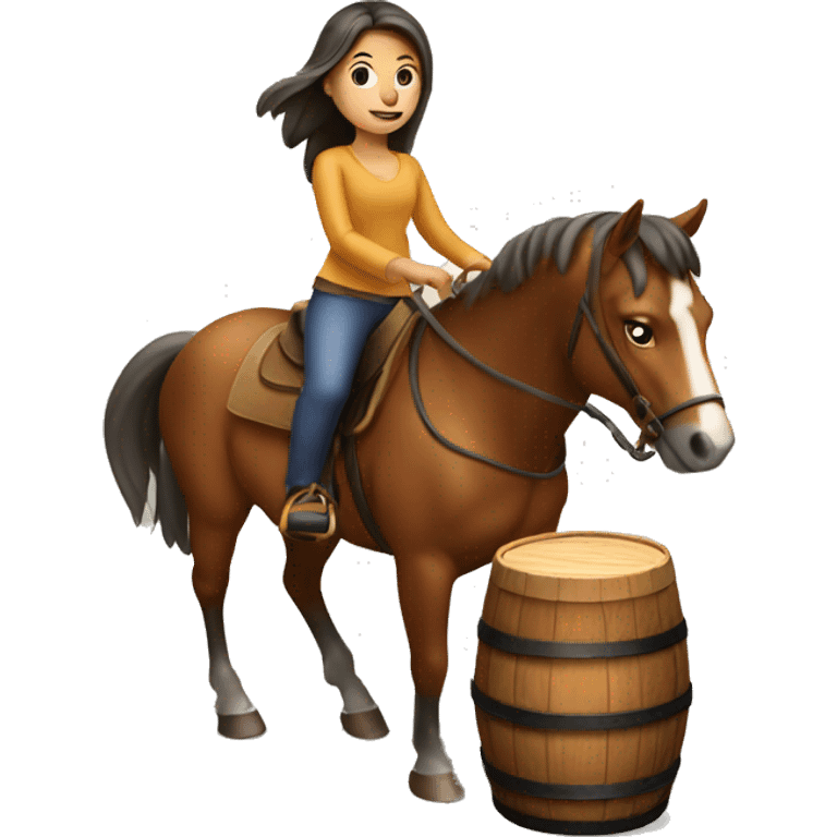 girl riding horse going around barrel emoji