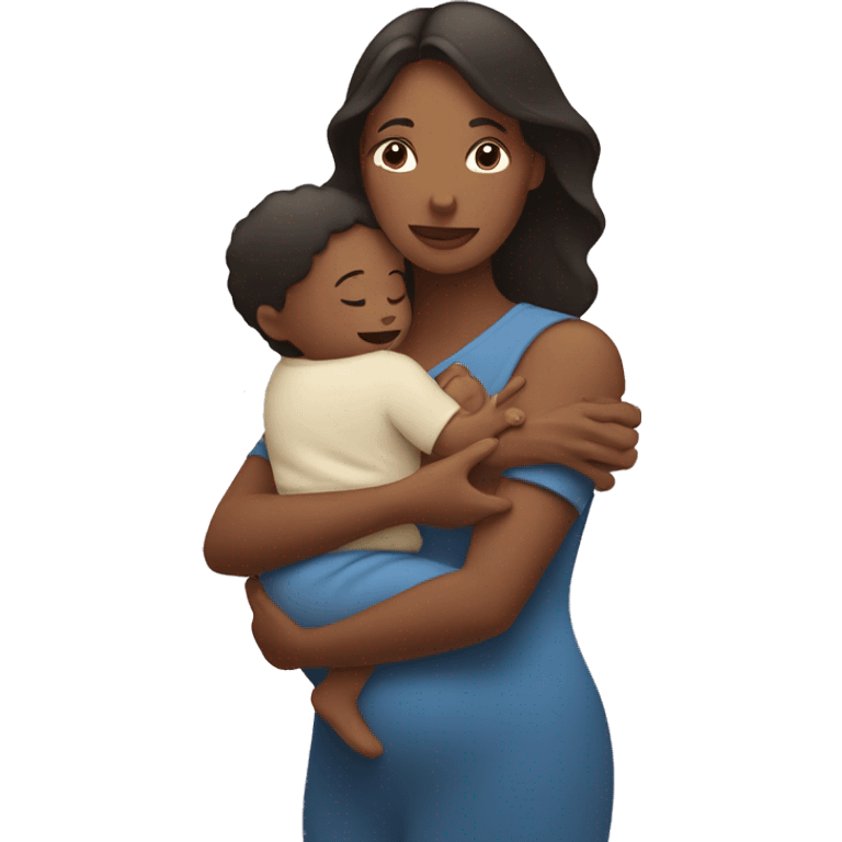 Mom holds the baby in her arms facing each other emoji