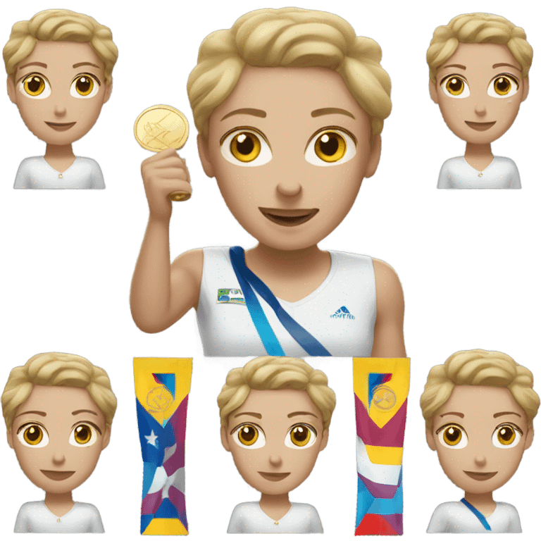 White Woman winning Olympic gold emoji