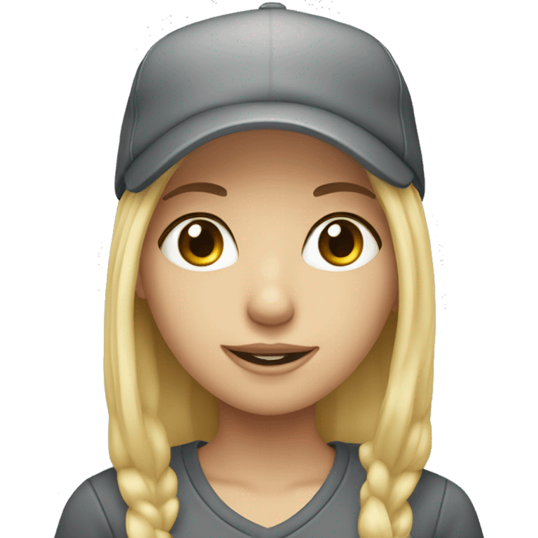 Blonde girl with grey eyes wearing a cap  emoji