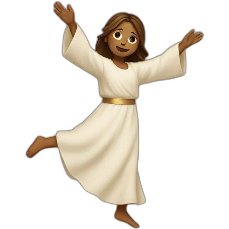 Girl dancing with Jesus emoji