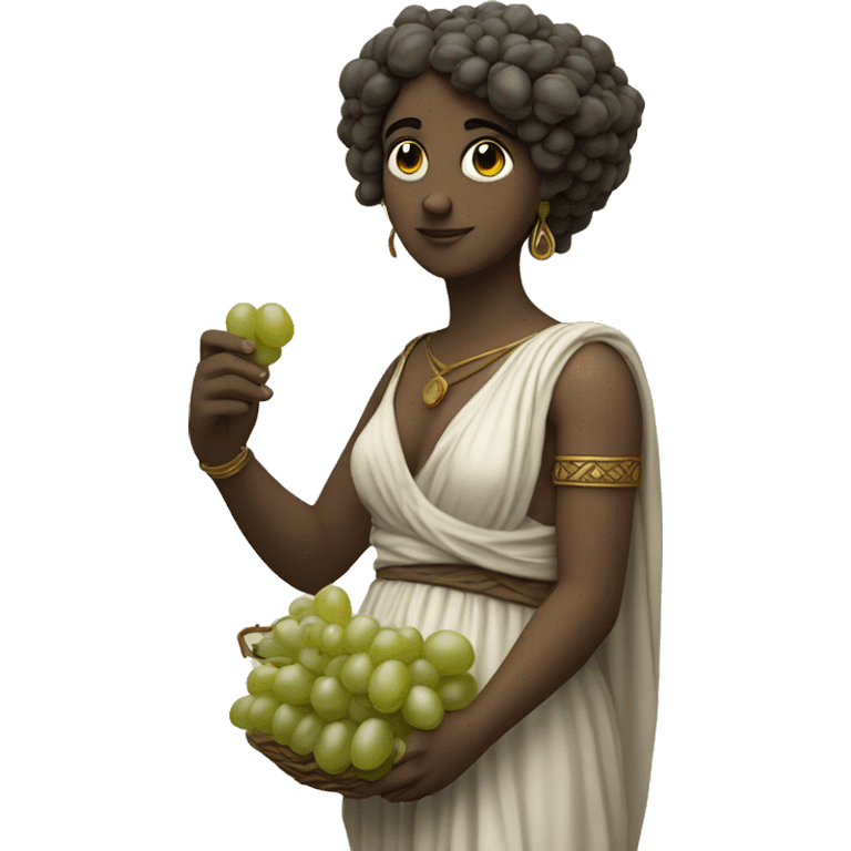 Greek Sappho holds a bunch of grapes in her hand emoji