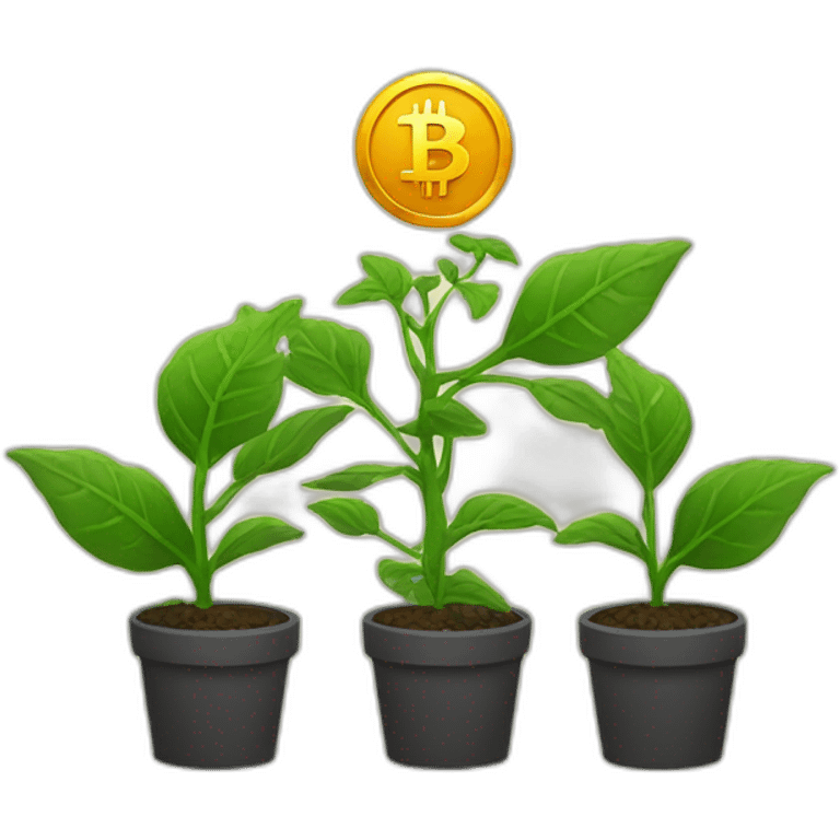 bitcoin token and plants emoji