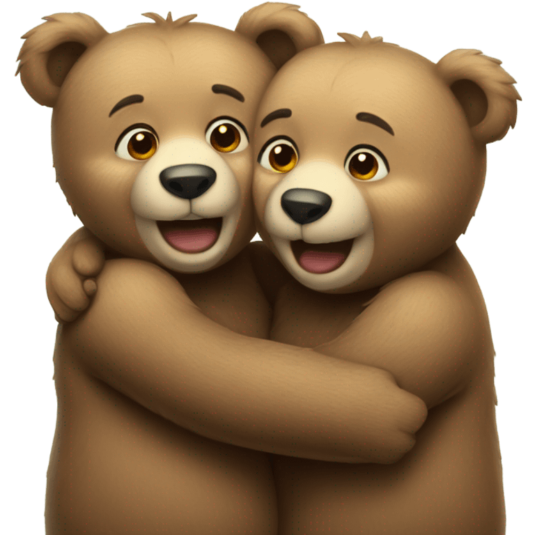 two cute bears hugging emoji