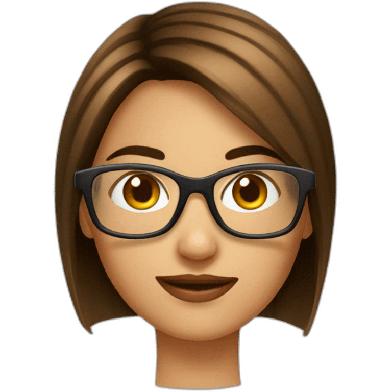 Fille a lunettes cheveux lisses brun mi-court emoji