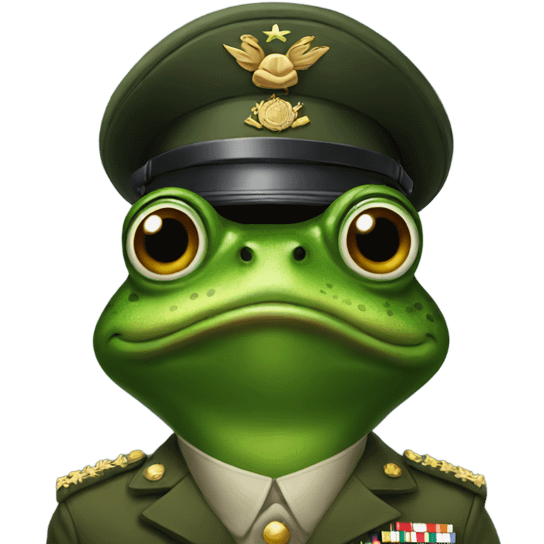 Frog in a military uniform  emoji