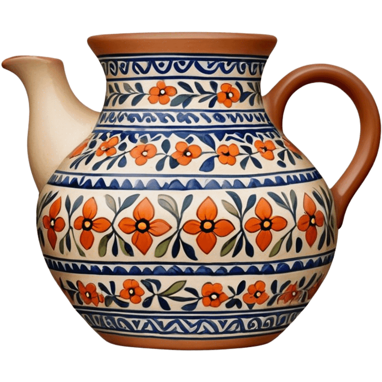 Cinematic Realistic image of a piece of Bolesławiec pottery, rendered with intricate, hand-painted designs and detailed textures, set against a softly illuminated backdrop that highlights its artisanal beauty emoji