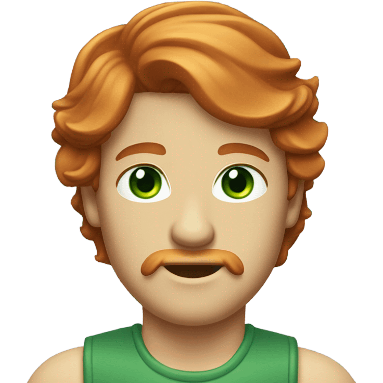 Red head with mullet and mustache and green eyes emoji