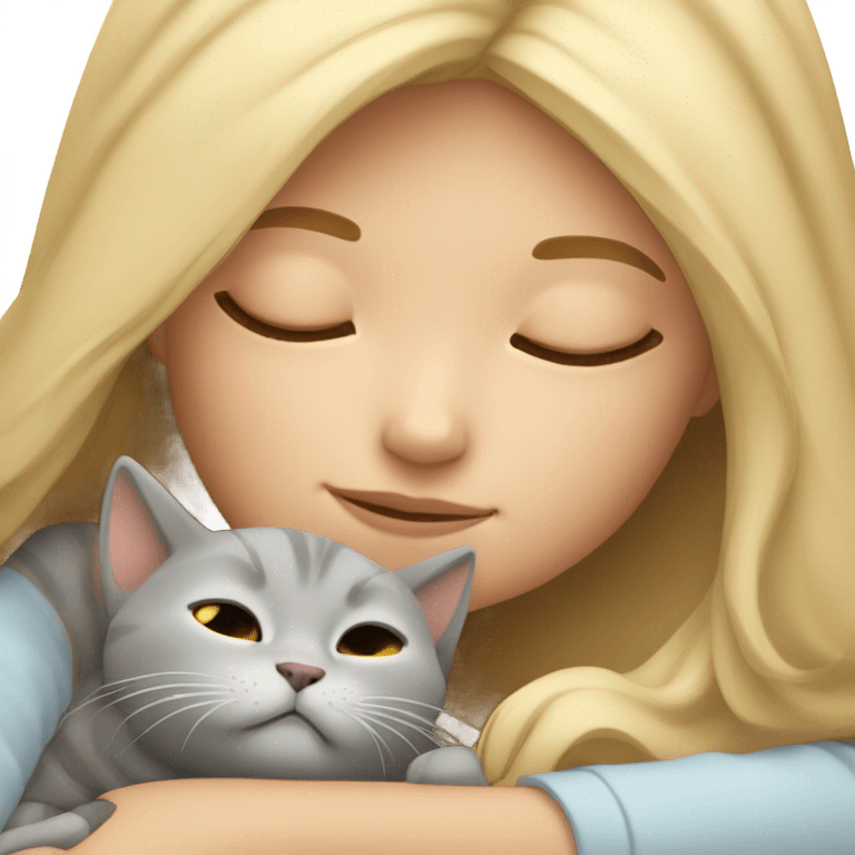 Blonde Sleeping beauty girl with grey kitty emoji