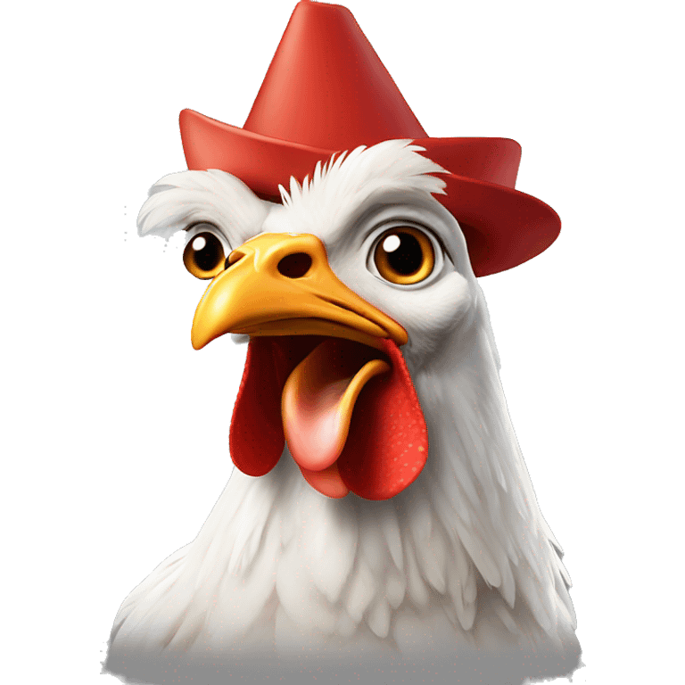 Chicken with septum piercing and birthday hat emoji