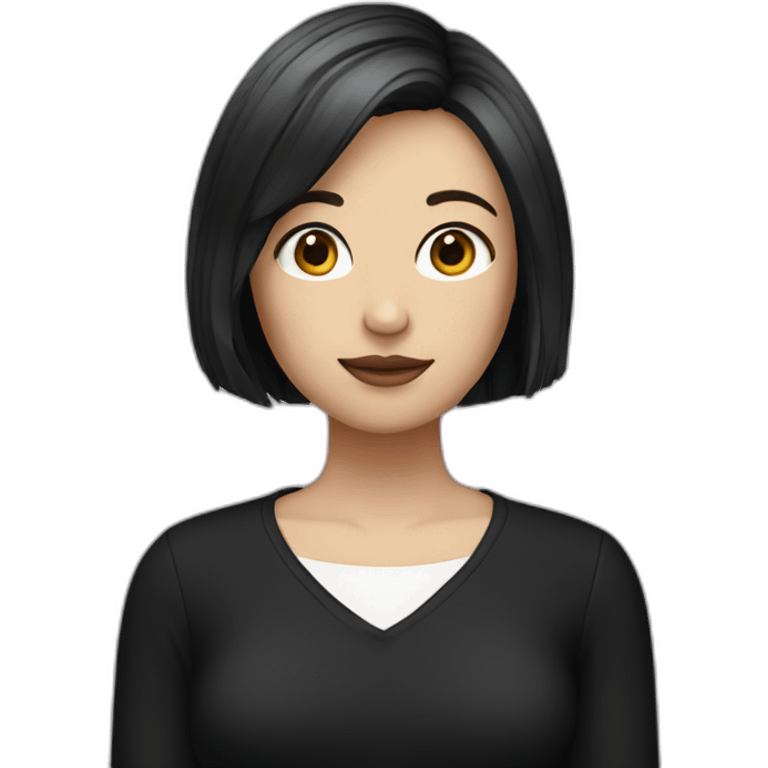 A Girl with Bob hair and white skin dressed in black emoji