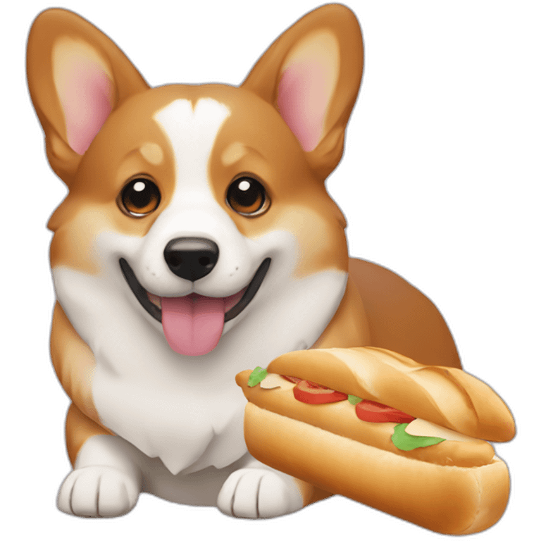 Corgi eating baguette emoji