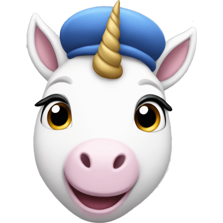 Excited unicorn wearing a beret  emoji