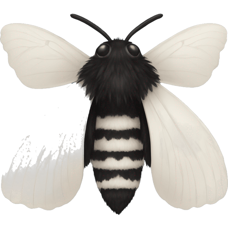 Black fluffy moth emoji