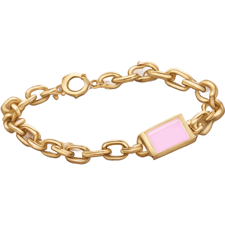 realistic dainty gold chain bracelet with light pink accents emoji