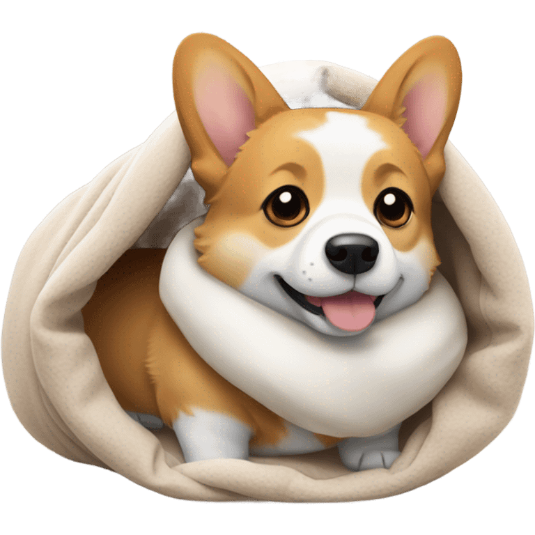 Corgi in a duvet emoji