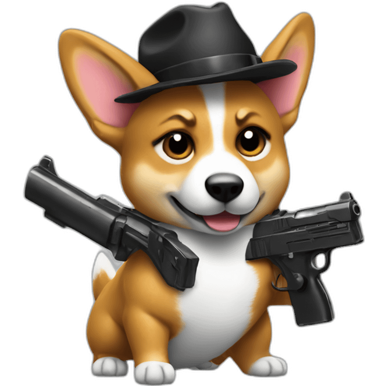 gangster corgy with a gun emoji