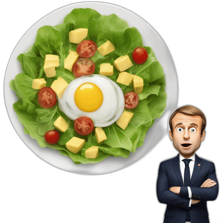 Emmanuel Macron mange une salade emoji