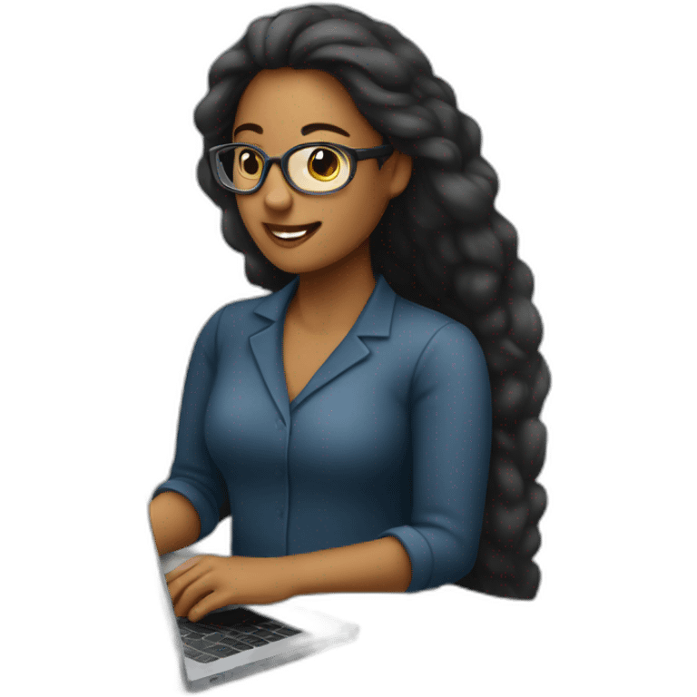 Mujer de pelo oscuro trabajando con una laptop emoji