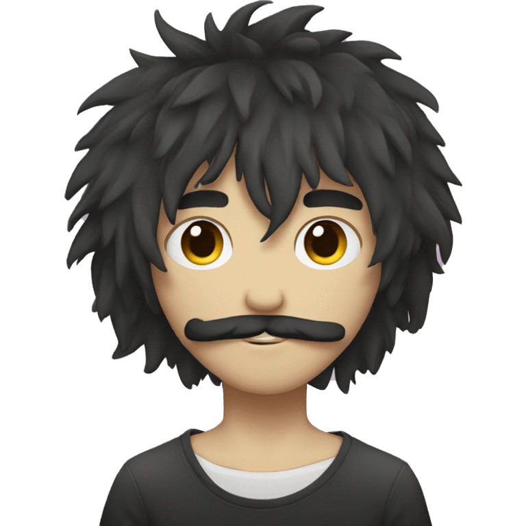 emo boy with shaggy hair and moustache emoji