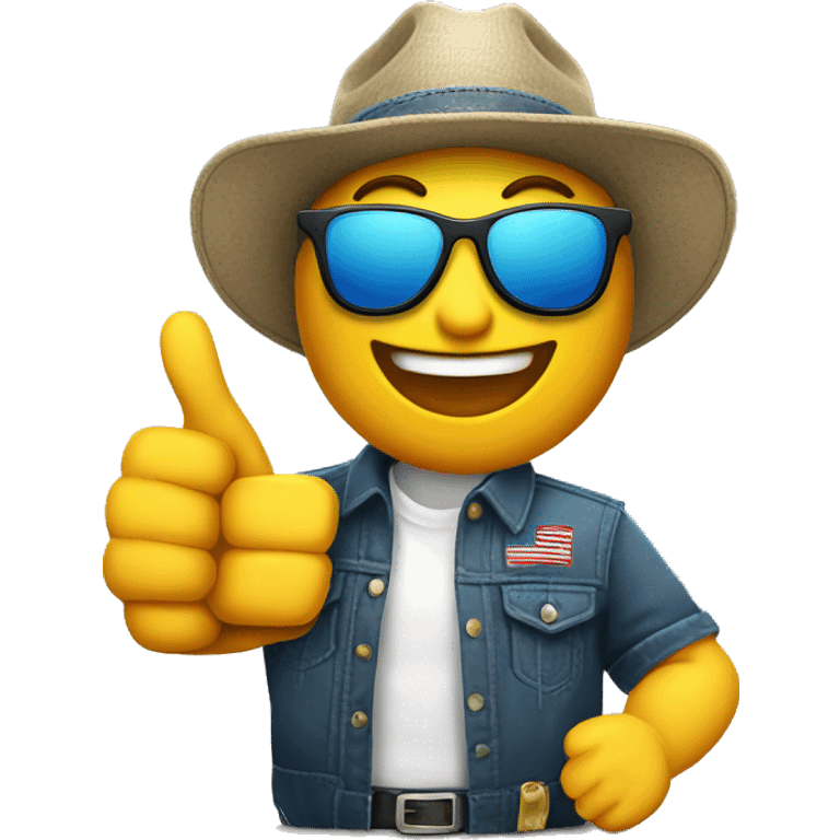 thumbs up with  sunglasses and trucker hat emoji