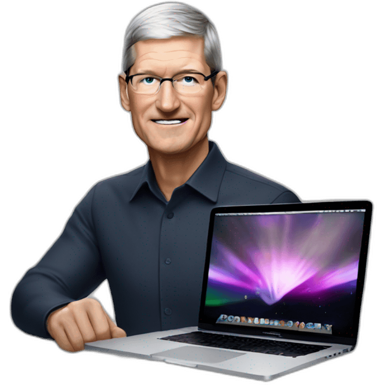 tim cook with macbook pro emoji