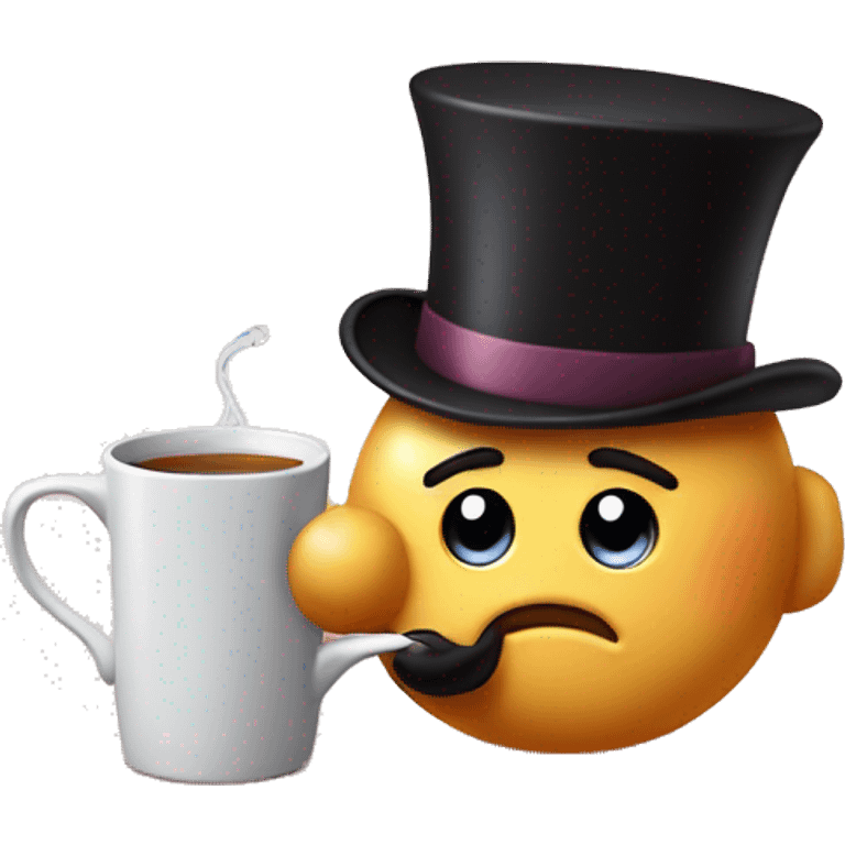 kirby, wearing a tophat and monocle, sipping tea emoji