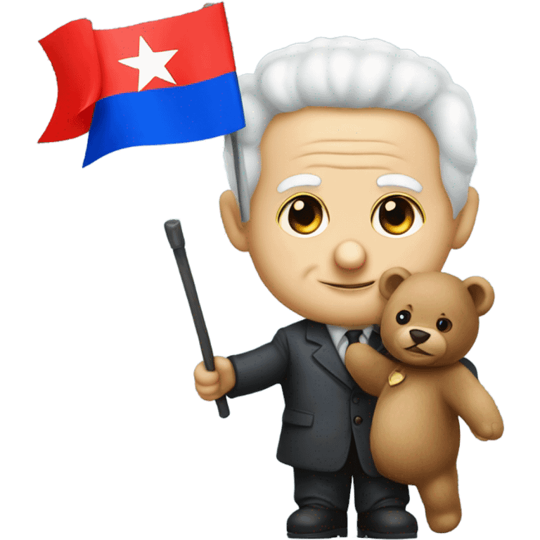 David Ben Gurion holding a bear with a Russian flag emoji