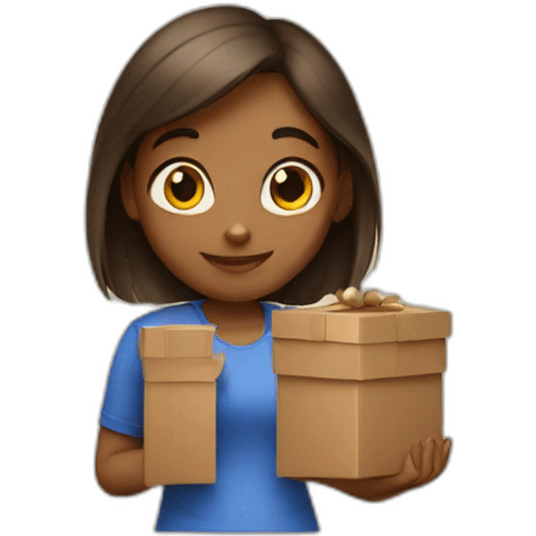 girl holding boxes emoji