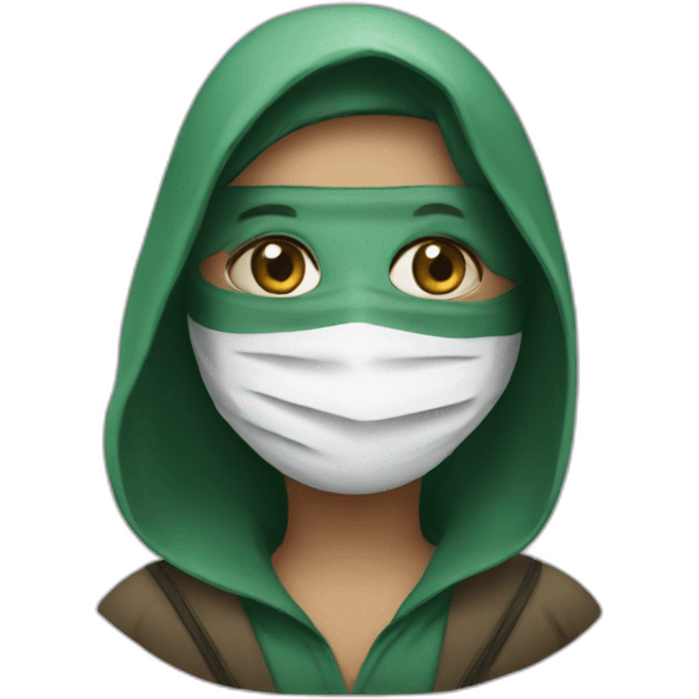 A person wearing a mask in the world of Palestine emoji