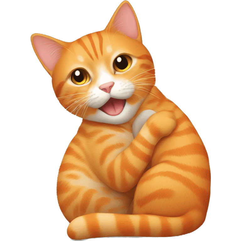 Orange cat being pet by owner emoji