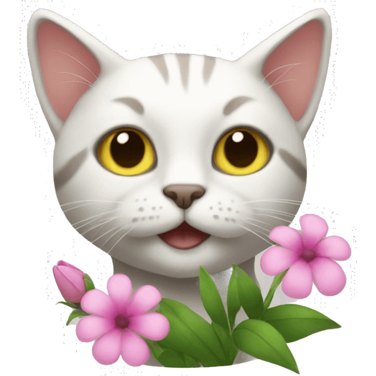 cat wearing flower emoji