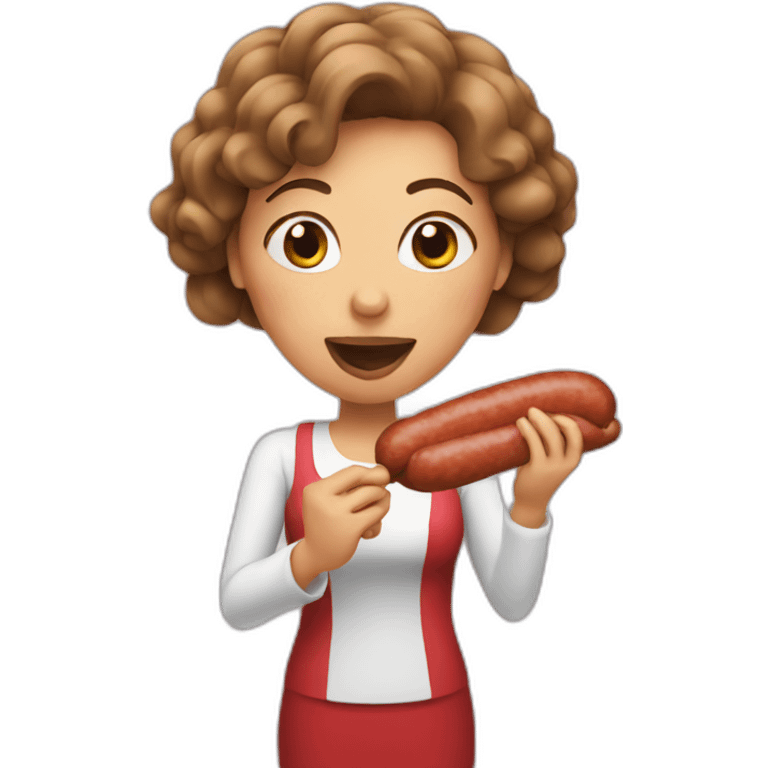 Woman eating sausage emoji