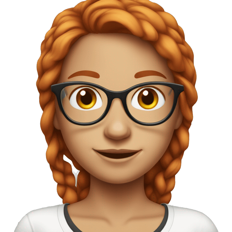 red-haired girl in glasses and white t-shirt smiling emoji