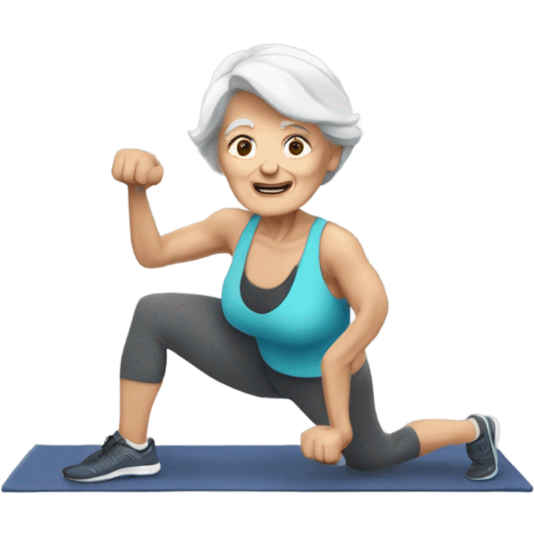 Older white lady working out emoji