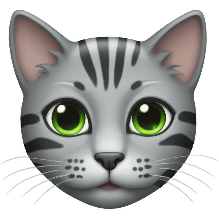 Grey cat with green eyes and stripes emoji