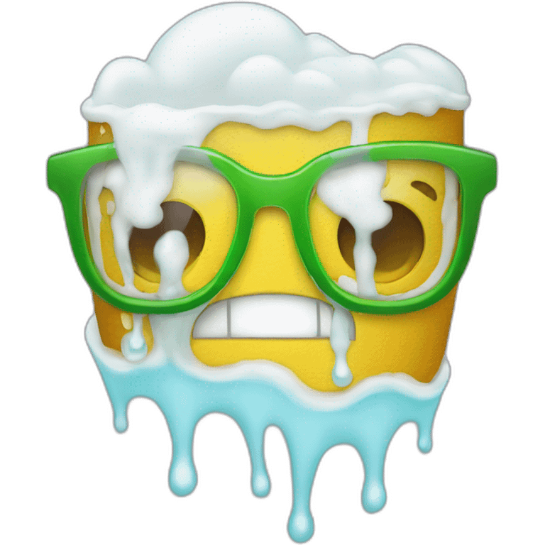 To big glasses with cheers where foam is dripping  emoji