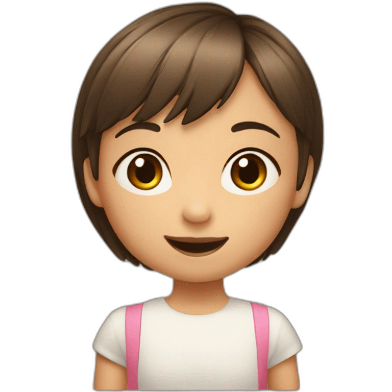 Filipino child girl young with short brown hair fringe slim lost on front tooth 4 years old emoji