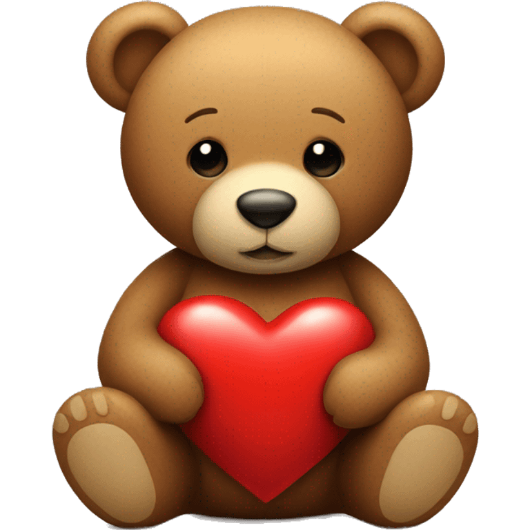 Teddy bear holding a red heart emoji