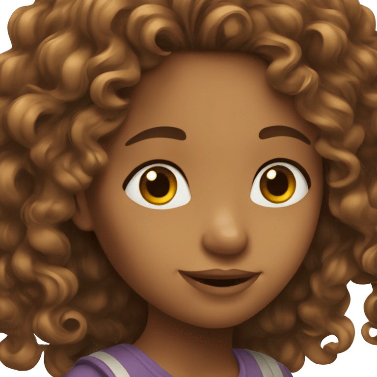 Girl with brown long curly hair emoji