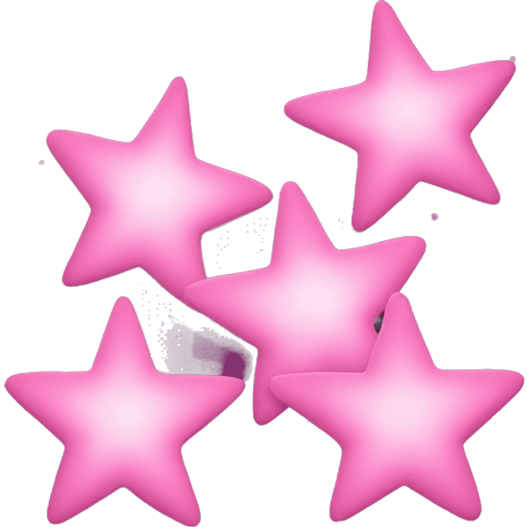 Three small pink , 4-pointed stars grouped together. The stars have a slightly elongated shape, giving them a twinkling effect. They vary in size, with the largest star in the center and two smaller stars on either side.  emoji