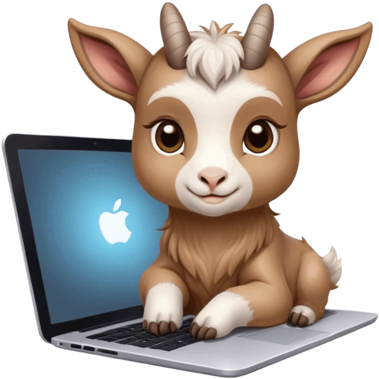 Goat baby typing on laptop emoji