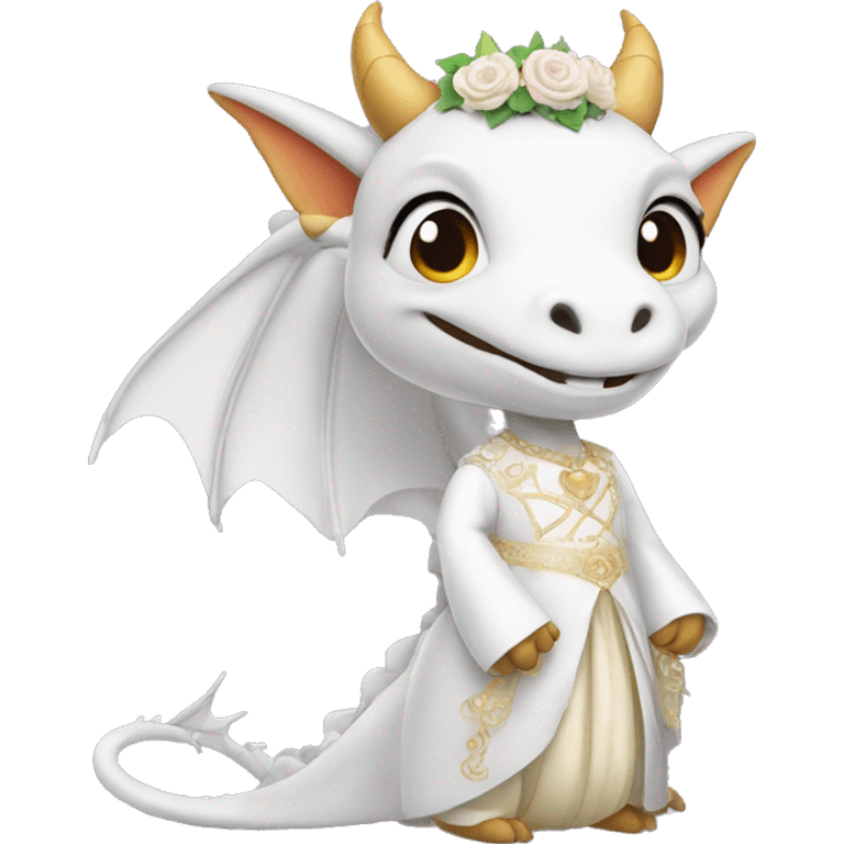 dragon dressed up as a bride in a wedding emoji