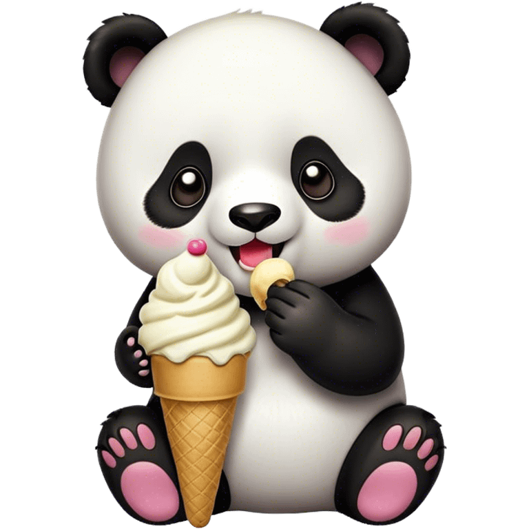 Panda eating ice cream emoji