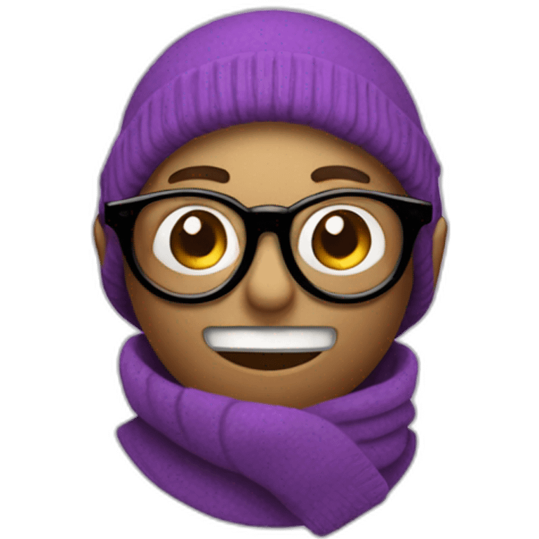 Singe avec des lunettes rond et un pull mauves emoji